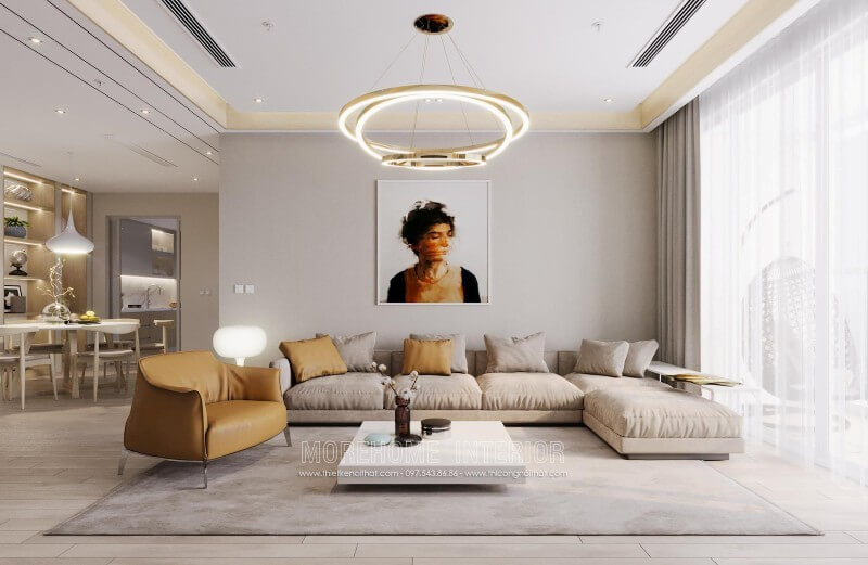 Sofa phòng khách chung cư bọc vải đẹp mắt Thiết kế chung cư