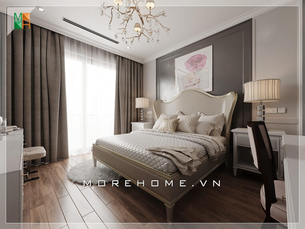Ấn tượng với mẫu thiết kế nội thất phòng ngủ tân cổ điển đẹp, sang trọng cho chung cư, nhà phố. Thiết kế phòng ngủ biệt thự