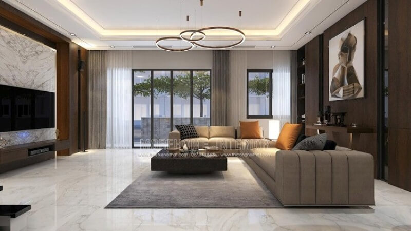 Mẫu sofa góc hình chữ L đẹp khi được đặt đúng vị trí và đúng khung cảnh, bạn có thể tham khảo ý tưởng trong mẫu bố trí nội thất biệt thự Parkcity hay nhiều hơn nữa tại website Morehome: thietkenoithat.com