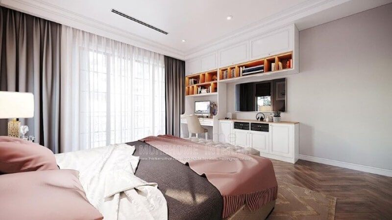 Trang trí nội thất góc học tập trong phòng ngủ của con đẹp ấn tượng theo phong cách đương đại.